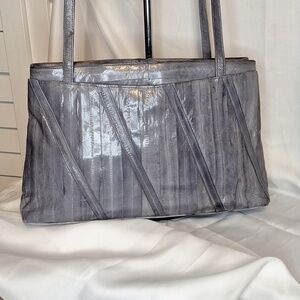 Eel skin Shoulder Bag Gray excellent condition 13"x 8"
